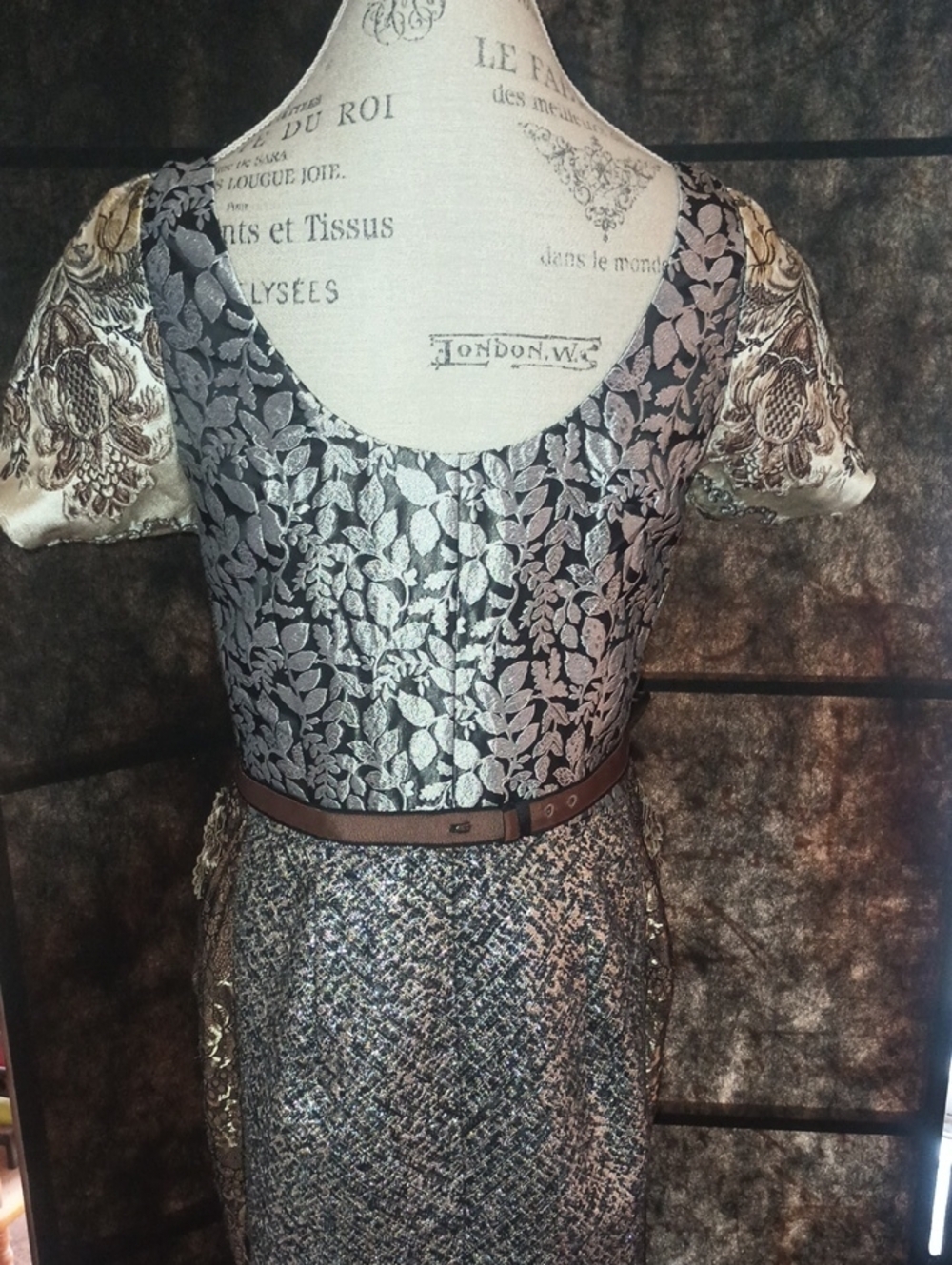 Anthropologie Byron Lars Floral Mixed-Print Midi Dress in Black and Cream - Picture 4 of 8